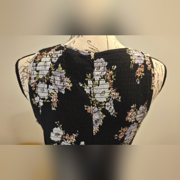 LOFT Black Floral Midi Sleeveless Dress,Size 4. - Picture 4 of 13